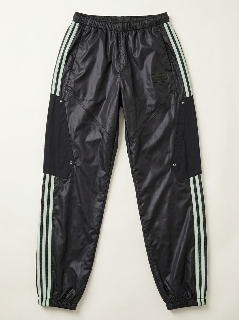 adidas Black Joggers with Mint Green Side Stripes